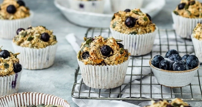 Blueberry Seed Breakfast Protein Muffins